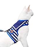 Yizhi Miaow Cat Harness and Leash for Walking Escape Proof, Adjustable Cat Walking Jackets, Padded Stylish Cat Vest Sailor Suit Navy, Large