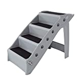 Pet Stairs Collection - Safe and Durable Indoor or Outdoor Ramp with 4-Step Design - Cat or Dog Steps for Couch, Bed, Truck, SUV, or Car by PETMAKER (Gray)