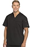 Dickies Dynamix Men Scrubs Top Tuckable V-Neck DK610, M, Black