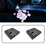 2pcs Universal Wireless Car Door Lights Car Projection Led Door Shadow Lights Welcome Courtesy Lights Emblem Logo for all car models (flower, cherry blossoms)