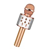 Wireless Bluetooth Karaoke Microphone,3 in 1 Portable Handheld Karaoke Mic Speaker Machine,Karaoke Machine for Kids,Home Party Singing Machine Microphone,Birthday Party,Best Gifts for Kids (ROSE GOLD)