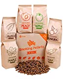 Zorestar Smoker Pellets Variety Pack - 100% All-Natural Wood Smoking Pellet - Set of 6 Packs - Oak, Maple, Apple, Peach, Alder, Cherry Wood pellets