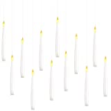 Vanchi 10 PCS Floating Candles, 6 Inch Hanging Flickering Flameless LED Remote Taper Candle Lights with Timer, Battery Operated Candles for Tree Party Christmas Valentine's Day Decorations