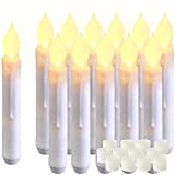 Amagic 12PCS 6.5" White Flameless LED Taper Candles, Battery Operated Floating Taper Candles, Flicking Flame Candles for Party Church Christmas Decor