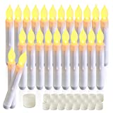 Raycare Set of 24 Flamelesss LED Taper Candles with Warm White Flickering Flame Light, Battery Operated Floating Candles, LED Taper Handheld Candlesticks for Church Party Halloween Decorations