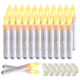 Amagic 24pcs Warm White Flickering Flame Battery 6.5" Taper Candles HP Floating Candles,Handheld led candlesticks for Church Party Christmas Decor