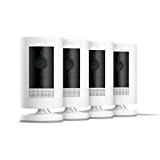 All-new Ring Stick Up Cam Plug-In HD security camera with two-way talk, Works with Alexa – 4-Pack