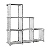 SONGMICS 6-Cube Storage Rack, Staircase Organizer, DIY Storage Shelf, Bookcase in Living Room, Children’s Room, Bedroom, for Toys and Daily Necessities, Heather Gray ULSN063G12