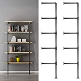 3/4 Inches Malleable Cast Iron Pipe 2 PCS 5 Tier with Support. Vintage Industrial Wall Mount Bookshelf Shelving Unit, DIY Open Bookshelf, Shelf Shelves, Home Improvement Kitchen Shelves.