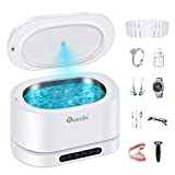 Reesibi Dual-Potent Ultrasonic Jewelry Cleaner - 45KHz 500ML Professional Ultrasonic Cleaner Machine, Portable Split Design 5 Modes for Glasses Necklaces Razors Dentures Coins Ultrasonic Cleaning