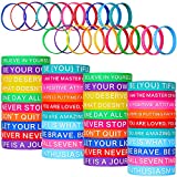 60 Pieces Motivational Quote Rubber Wristbands Colored Inspirational Silicone Bracelets Stretch Unisex Wristbands for Women Men Teen Gifts, 20 Styles