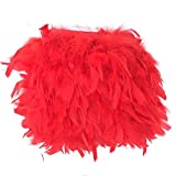 KOLIGHT Pack of 5yards Natural Dyed Turkey Flakes Feathers 4~6inch Fringe Trim DIY Dress Crafts Costumes Decoration (Red)