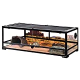 REPTI ZOO Full Glass Reptile Terrarium 36" x 18"x 12", Front Opening Reptile Tank 35 Gallon for Lizard Gecko Tortoise Snake, Reptile Habitat Vivarium with Top Screen Ventilation Lid