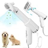 ROCKUBOT New Upgraded 2 in 1 Pet Grooming Hair Dryer with Detachable Slicker Brush,Dog Hair Dryer Brush,Pet Grooming Dryer Brush with Adjustable 3 Airflow Heat Settings,Powerful and Low Noise