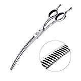 7 Inch Downward Curved Dog Grooming Scissors Pet Thinning Texturizing Shears Professional Safety Blunt Tip Trimming Shearing for Dogs Cats Face Paws Limbs Japanese Stainless Steel Silver