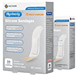 Hysimedy Silicone Adhesive Bandages for Sensitive Skin - 3/4"x3" (60 Counts) - Band Aids Painless Removal Flexible Fabric Easy Off Hypoallergenic Latex Free Bandaids for Elderly People