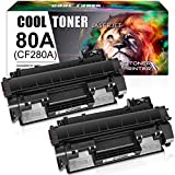 Cool Toner Compatible Toner Cartridge Replacement for HP 80A CF280A 80X CF280X for HP Laserjet Pro 400 M401n M401dn MFP M425dn M401dne M401dw M425dw M401 M425 Printer Toner Ink(Black, 2-Pack)