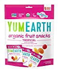 YumEarth Organic Tropical Flavored Fruit Snacks, 60- 0.7oz. Snack Packs, Allergy Friendly, Gluten Free, Non-GMO, Vegan, No Artificial Flavors or Dyes