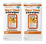 Petkin Big N' Thick Paw Wipes, 100 Orange Scented Wipes, 2 Pack - Heavy Duty Pet Paw Wipes Remove Daily Dirt, Odors, & Has Soothing Paw Balm - Easy to Use Pet Wipes for Dogs, Cats, Puppies & Kittens