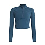 Specific Heart Women's Yoga Jacket 1/2 Zip Pullover Thermal Fleece Athletic Long Sleeve Running Top with Thumb Holes