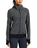 CRZ YOGA Women's Cotton Hoodies Sport Workout Full Zip Hooded Jackets Sweatshirt A-Heather Grey-Slim fit Small