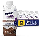 Ensure Max Protein Nutrition Shake with 30g of Protein, 1g of Sugar, High Protein Shake, Milk Chocolate, 11 Fl Oz (Pack of 12)