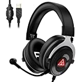 EKSA E900 Plus USB Gaming Headset with Microphone for PS4/PC/PS5/Laptop - Headphones with Noise Cancelling Mic, Gaming Headsets Wired-7.1 Surround Sound-50mm Drivers-ENC Computer Headphones