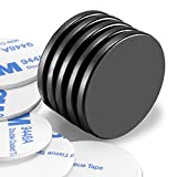 NAZZO Strong Neodymium Magnets with Double-Sided Adhesive, Powerful Rare Earth Magnets for Industry, Building, Science, Wall and Hobby, 32mm x 3mm Round Magnets, Black