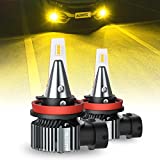 AUXITO H8 H11 H16 LED Fog Light Bulbs, 3000K Amber Yellow, Strong Penetrating Power, Long Lifespan, Plug and Play, Canbus Error Free, Halogen Replacement DRL Bulbs for Rainy Snowy Foggy, 2 Pack