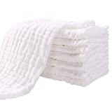 Muslin Burp Cloths for Baby 8 Pack 100% Cotton Large 20''X14'' Super Soft and Absorbent by Yoofoss (White)