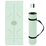 Yoga Mat Non Slip, Pilates Fitness Mats with Alignment Marks, Eco Friendly, Anti-Tear Yoga Mats for Women, Exercise Mats for Home Workout with Carrying Strap (B098XHH6PJ)