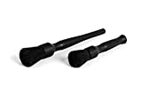 Detail Factory - Natural Boar's Hair Detailing Brush Combo Kit - Heavy Cleaning Action for Small Spaces, Engine Bays, Exterior Detailing, One Long Handle, One Short Handle, Black (2-Pack)