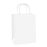 BagDream Gift Bags 8x4.25x10.5 100Pcs Paper Bags, Shopping Bags, Kraft Bags, Retail Bags, Party Bags, White Paper Gift Bags with Handles Bulk 100% Recycled Paper Bags