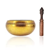 Mandala Crafts Tibetan Singing Bowl Set – Nepal Sound Bowl for Healing – Meditation Bowl Tibetan Sing Bowl for Mindfulness Yoga Meditation Decor (4 Inches, Brass)