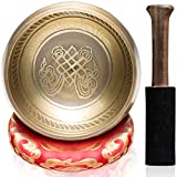 CAHAYA Tibetan Singing Bowls with Cushion and Mallet 4.3inches Meditation Sound Bowl Handcrafted in Nepal for Yoga Healing Deep Relaxation etc.
