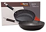 Vesuvio Ceramic Coated Nonstick Frying Pan, 9.5 Inch | Heat Resistant Silicone Handle | Durable, High Heat Aluminum Base with No PTFE, PFOA, Lead or Cadmium | Oven & Dishwasher Safe | Made In Italy