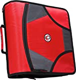 Case-it The King Sized Zip Tab Zipper Binder - 4 Inch D-Rings - 5 Subject File Folder - 800 Sheet Capacity - [Red]