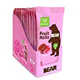 BEAR Real Fruit Snack Rolls - Gluten Free, Vegan, and Non-GMO - Raspberry – 12 Pack (2 Rolls Per Pack) - Healthy School And Lunch Snacks For Kids And Adults
