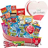 Valentines Day Heart Snack Box Variety Pack Care Package (30 Count) Galentines 2022 Candy Gift Basket for Kids Adults Teens Family College Student - Crave Food Birthday Arrangement Candy Chips Cookies
