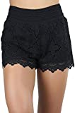 ToBeInStyle Women's Flowers Style 3 Lace Shorts - Black - Large