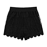 KGYA Women's Sexy Short Inseam Elastic High Waisted Summer Beach Crochet Black Lace Shorts