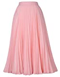 Kate Kasin Pleated Retro Midi Skirt Cocktail Party Pink Size 2XL KK659-1