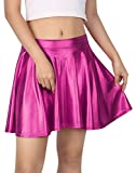 Women's Casual Fashion Flared Pleated A-Line Circle Skater Skirt (Hot Pink, XL)