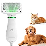 NACRL Dog Hair Dryer, Pet Grooming Hair Blower with Slicker Brush, Adjustable Temperature 2 Settings & Low Noise, 2 in 1 Portable Home Pet Care & Hair Styling Grooming for Medium Small Large Dogs Cat