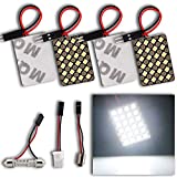 GLL Panel Interior Dome LED Reading Lights for Car Auto 2835 24-SMD White DC12V T10+BA9S+Festoon Adapter Pack of 4