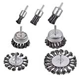 Rocaris 7Pcs Twist Knot Wire Wheel Brush for Drill Crimped Cup Wire Wheels Brush Set for Drill with 1/4-Inch Shank For Rust Removal, Corrosion and Scrub Surfaces