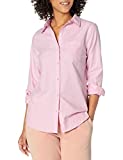 Amazon Essentials Women's Classic Fit Long Sleeve Button Down Oxford Shirt, Pink, X-Large