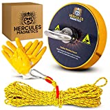 Hercules Magnetics Magnet Fishing Kit – 900Lbs Fishing Magnet with 100ft Nylon Rope with Carabiner – Ultra-Powerful Magnets with Rope – Triple-Layer Ni-Cu-Ni Coating – Unique Gold Color