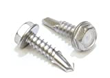 #8 x 3/4" Stainless Hex Washer Head Self Drilling Screws, (100pc) 410 Stainless Steel Self Tapping Choose Size and Qty