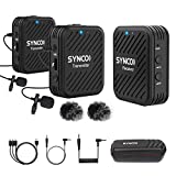 【SYNCO Authorized】 SYNCO-G1(A2)-Wireless-Lavalier-Microphone-System 2.4GHz Lapel Mic Dual Transmitters &1Receiver with Low Cut Filter Function for DSLR Mirrorless Camera Smartphone Camcorder Recorder